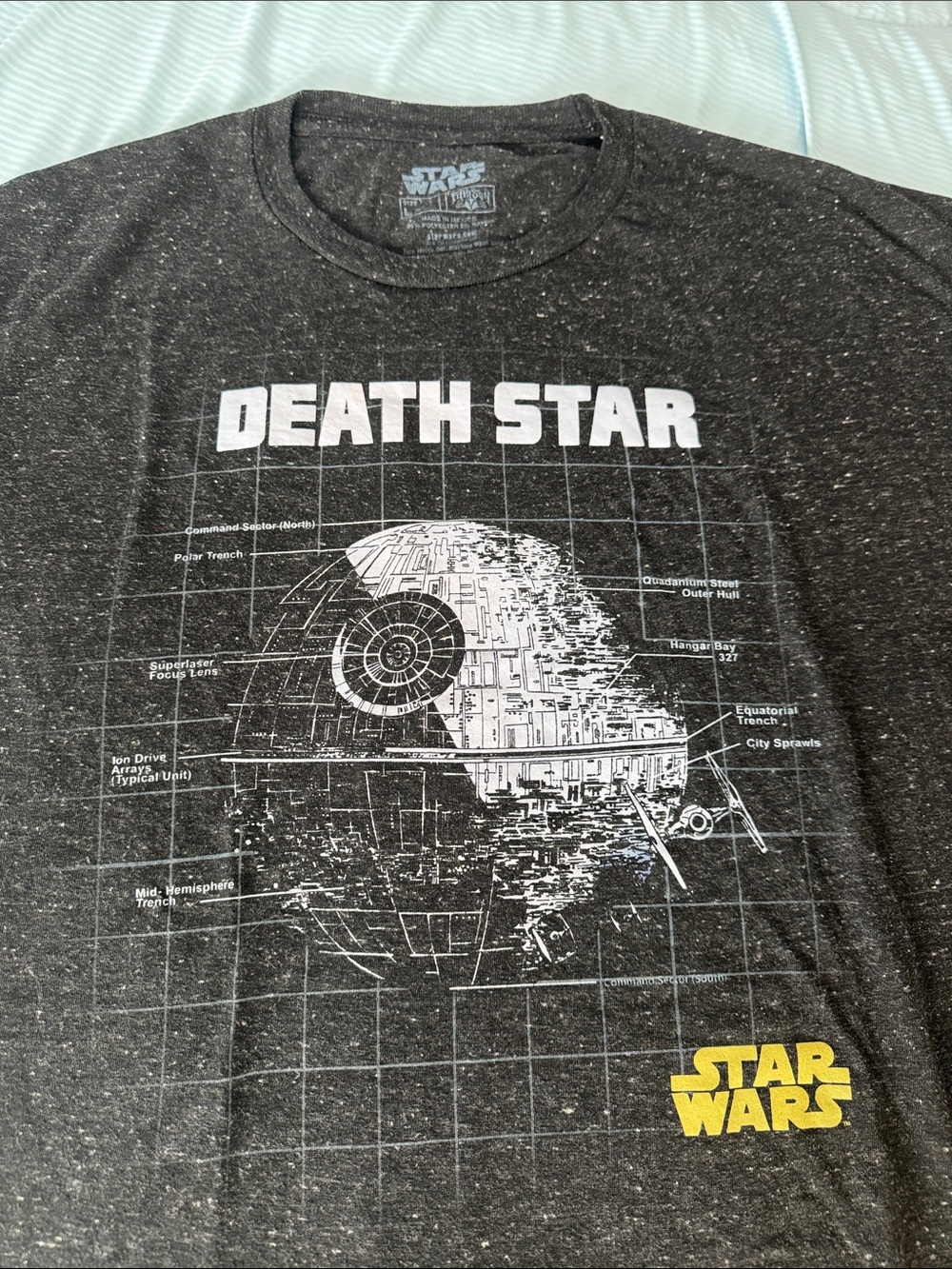 Star Wars Death Star Graphic Tee - Black Heather with White & Yellow Print